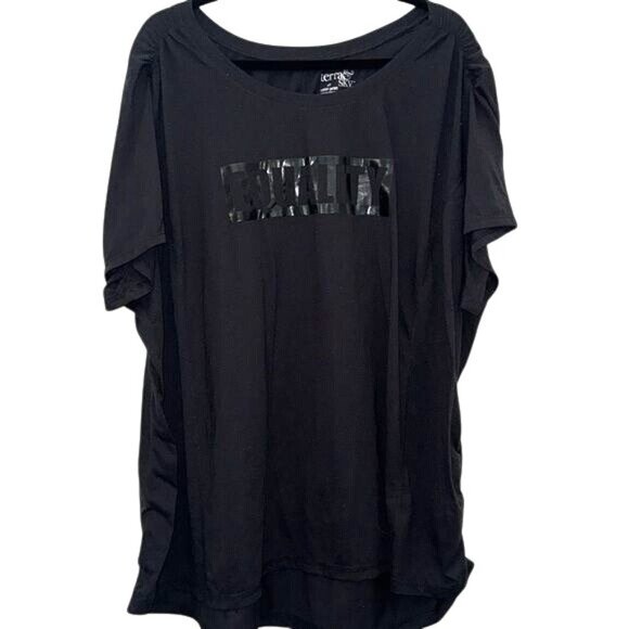 Terra & Sky Black Equality Scoop Neck T-Shirt 4X Plus Size Short Sleeve Lightwei - Picture 2 of 10